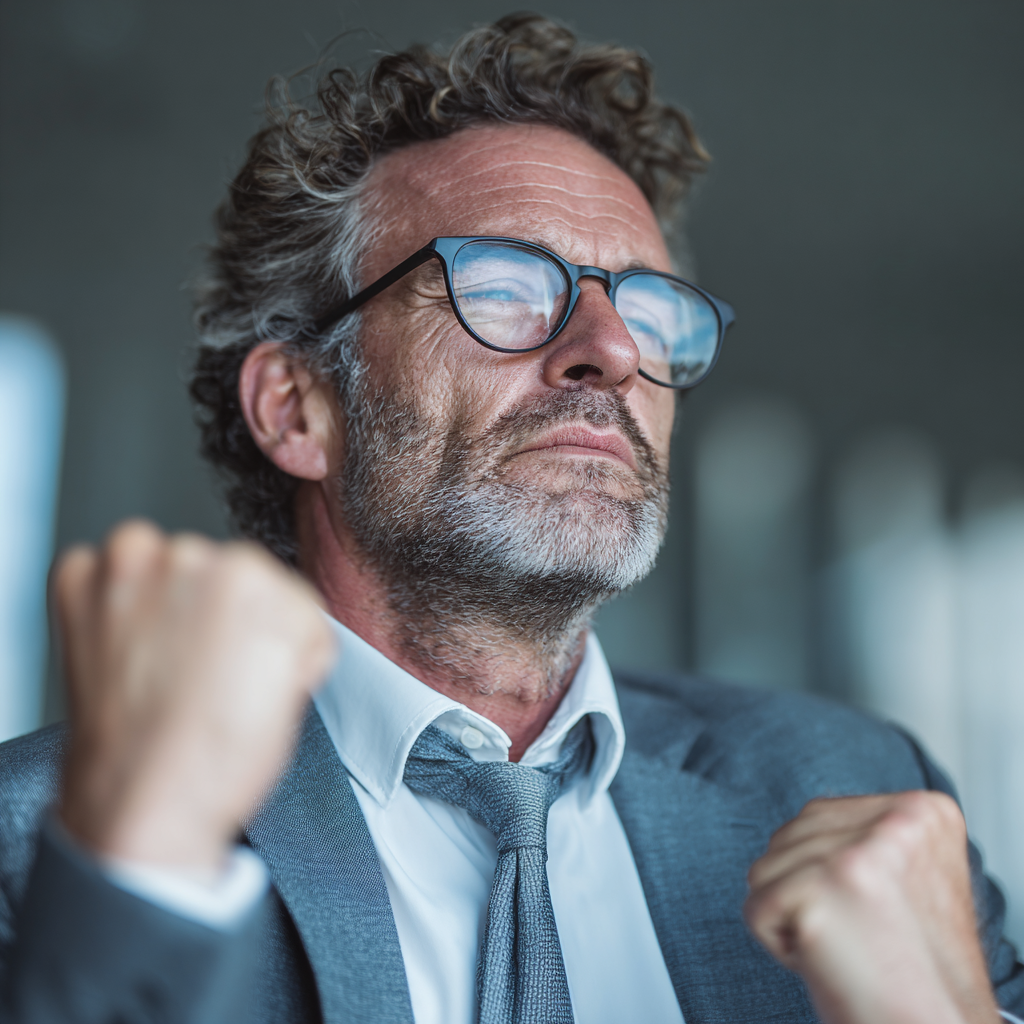 Middle-aged professional man demonstrating mental resilience and focus