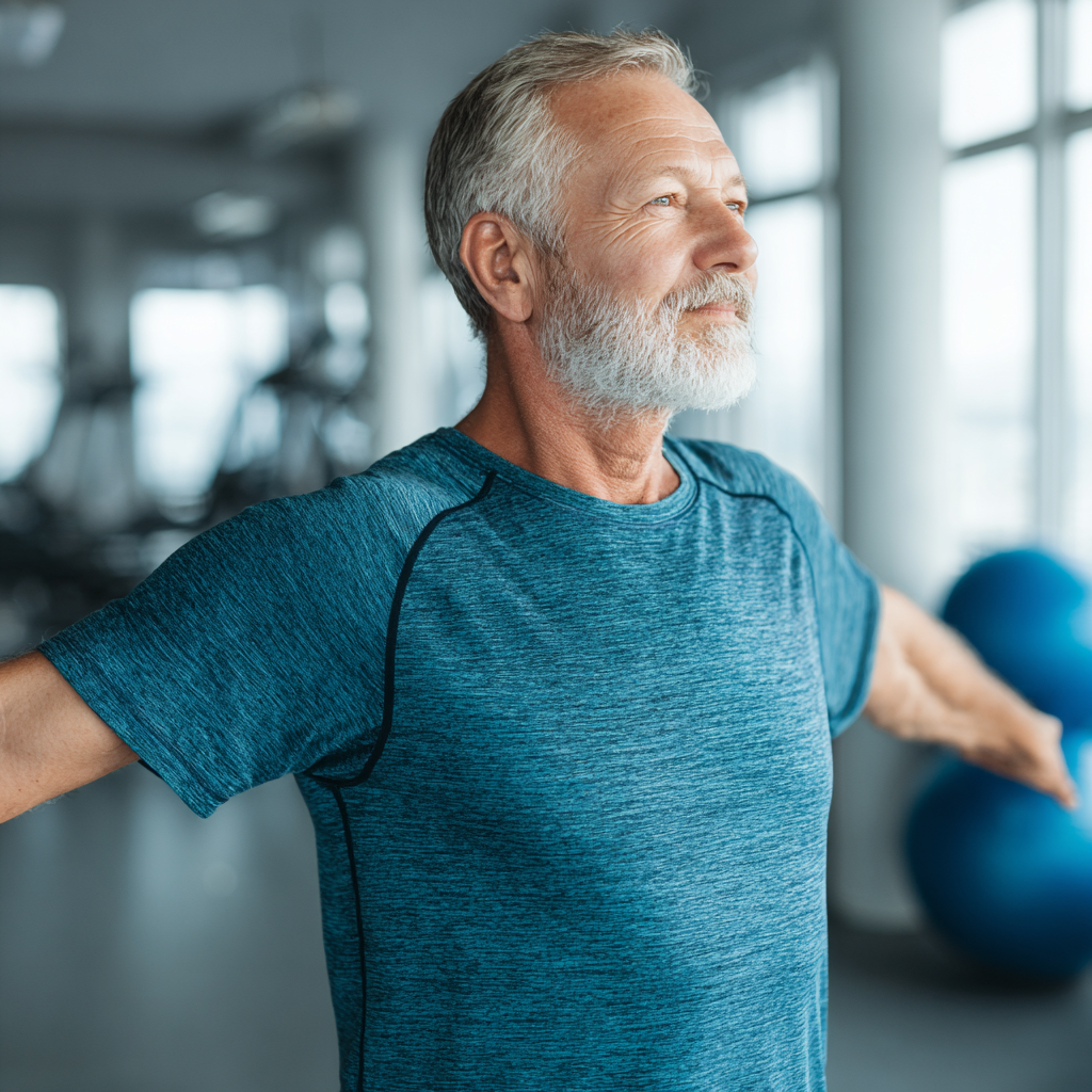 Older adult man showing improved physical stability and confidence